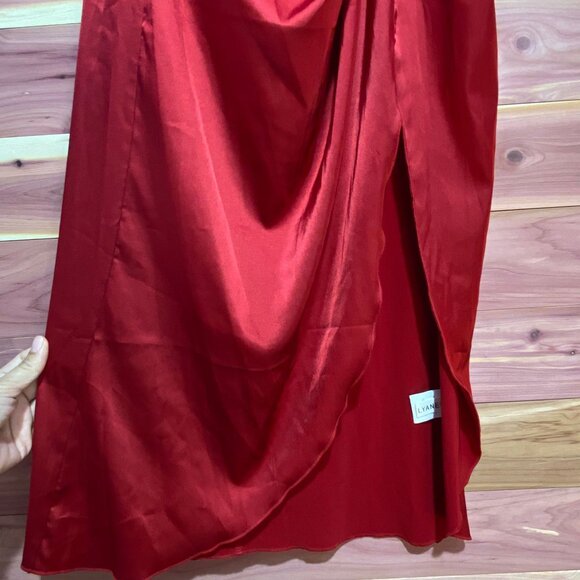 Floerns Women's Plus Size Satin Spaghetti Strap‎ Cowl Neck Wrap Party Cami Dress - Picture 7 of 12